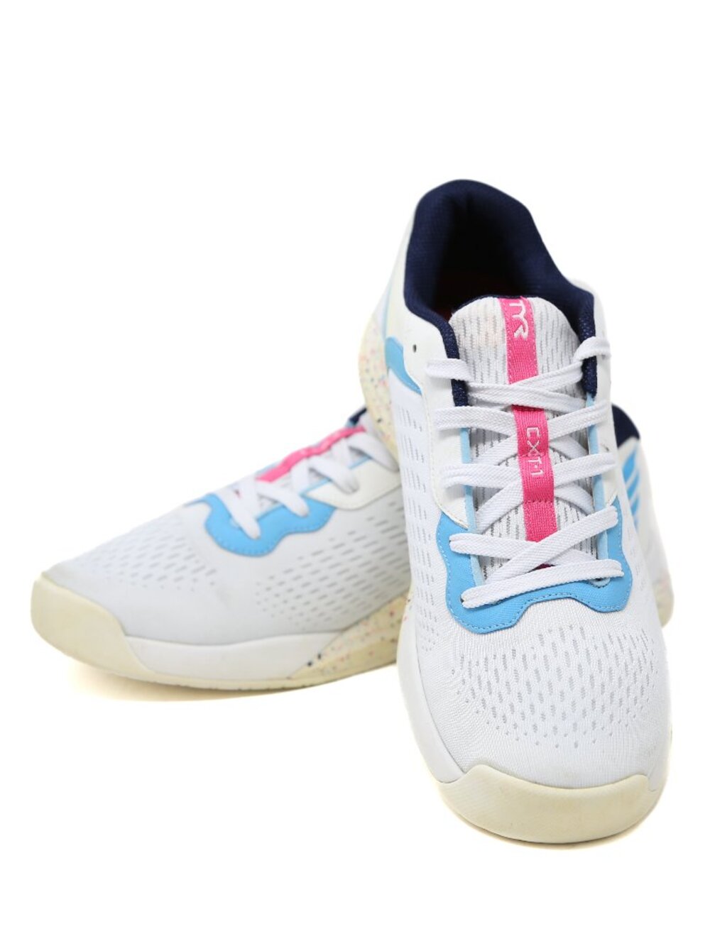 TYR CXT-1 Trainer Mens 9.5 Womens 11 Weightlifting Pink Blue White Shoes Gym GUC